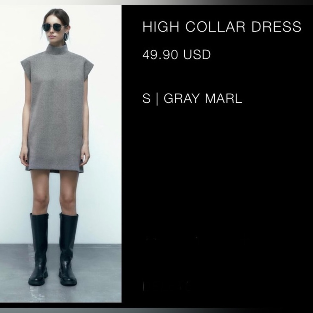 ZARA high collar dress